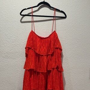 Anthropologie Red Layered Dress